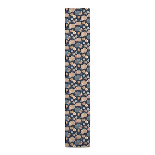 90" Sweet Harvest Pattern Blue Poly Twill Table Runner